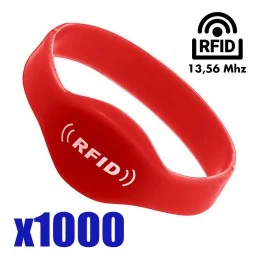 1000 Braccialetti RFID in gomma 13,56 Mhz. ISO 14443 1K